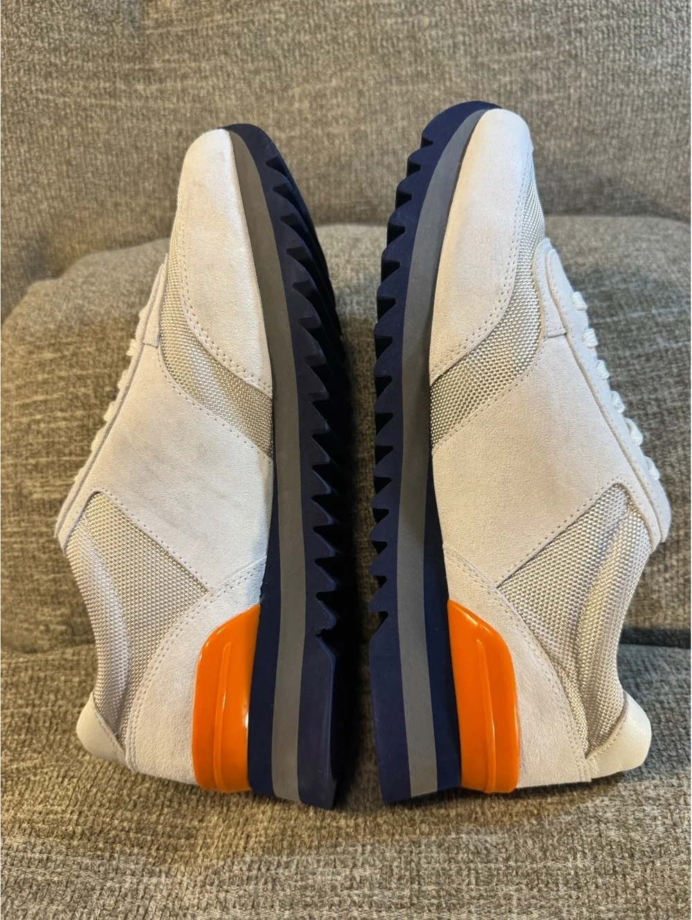 Tory Burch Sawtooth Low Top Sneakers White Grey Orange 9M